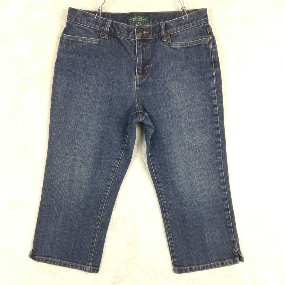 Lauren Jeans Co Ralph Womens Jeans Classic Mid Calf Capri Blue Denim Medium‎ 10